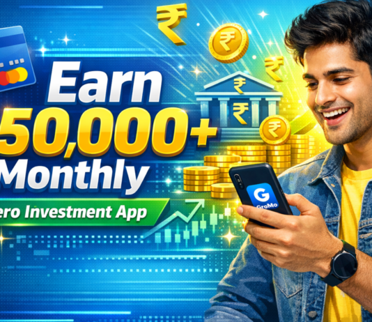 What is Gromo? How to Earn from It | ₹50,000+ Monthly Earning App Gromo earning app thumbnail showing ₹50,000 monthly income idea with zero investment